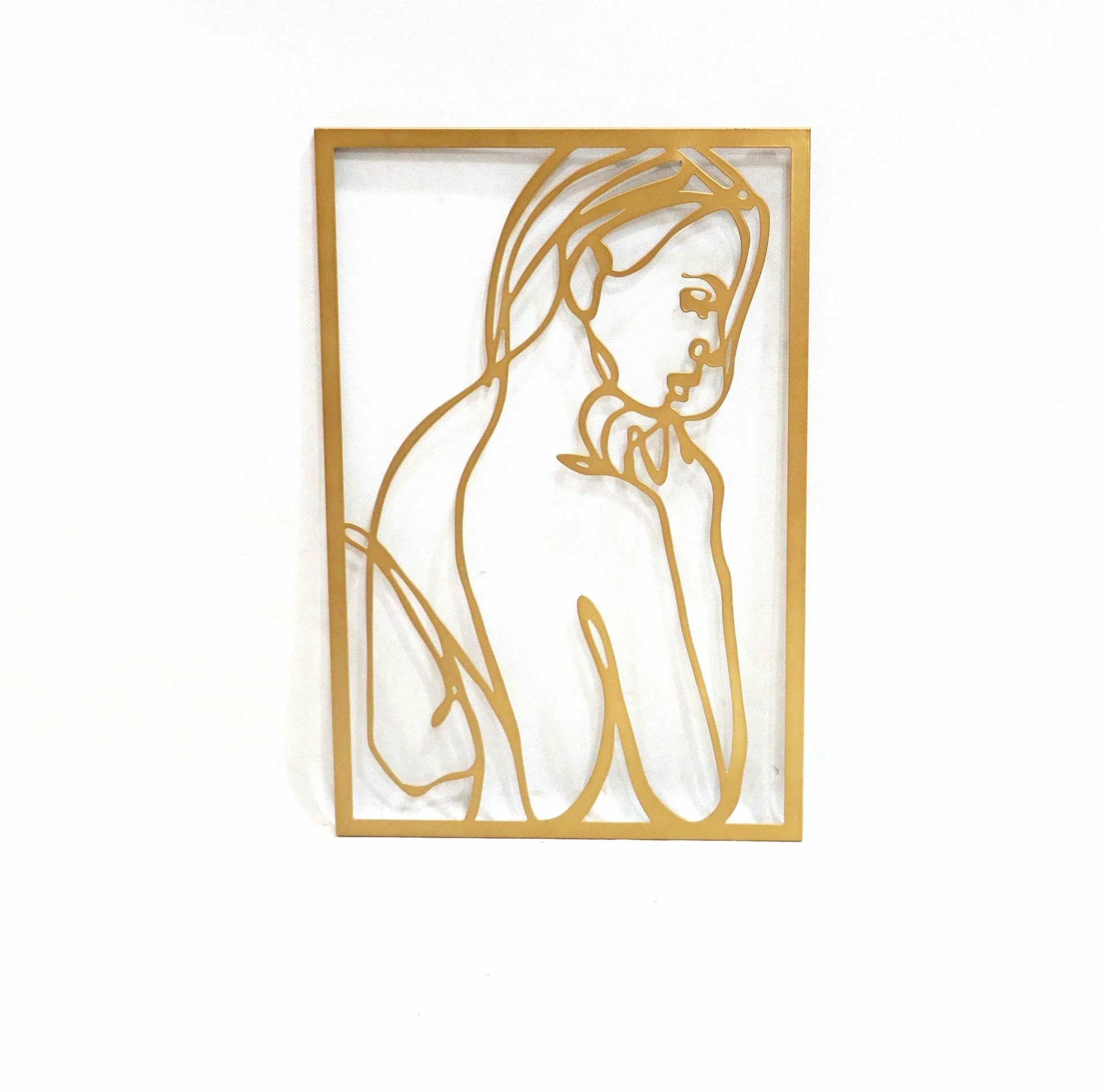 Vivegate Gold Minimalist Female Body Sticker Single Line Metal Wall Art Decor