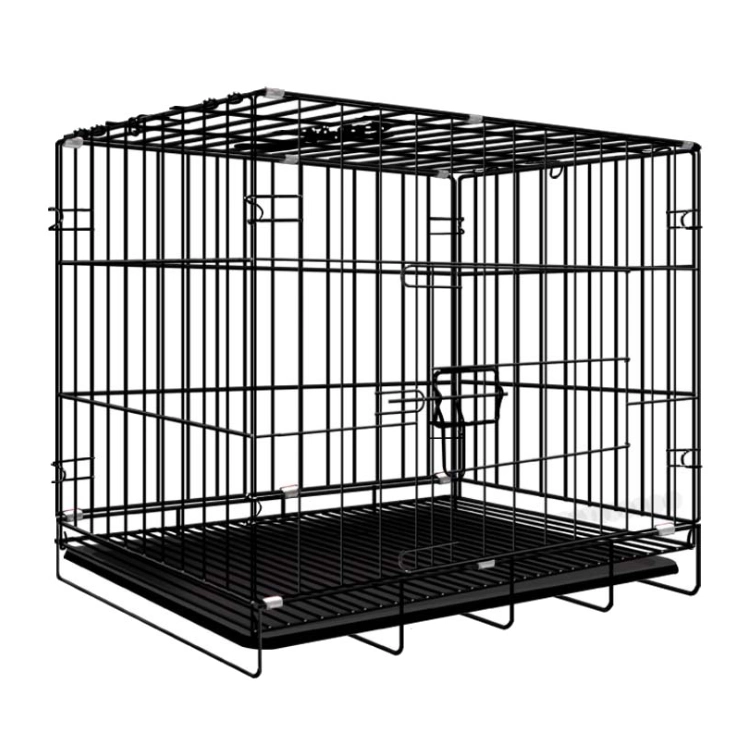 Outdoor Heavy High Strength Stainless Dog Cages with Wheels, Foldable Strong Stainless Steel Large Dog Cage Metal Dog Kennel