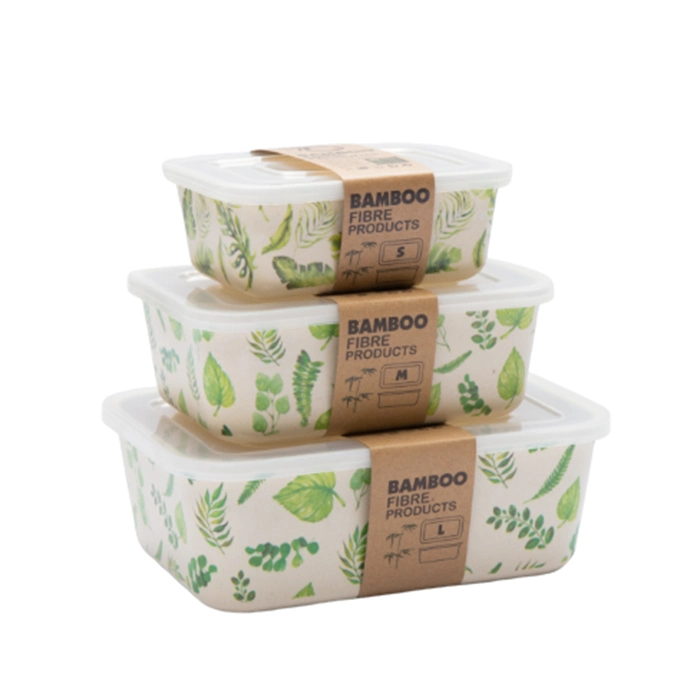 Seco de bambú hecho personalizado para llevar alimentos envase biodegradable Set sin BPA