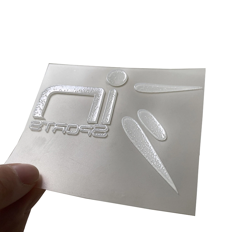 Free Sample Factory Supplier Custom 3 D Logo Embossed Iron on Heat Press Transparent TPU Labels Adhesive