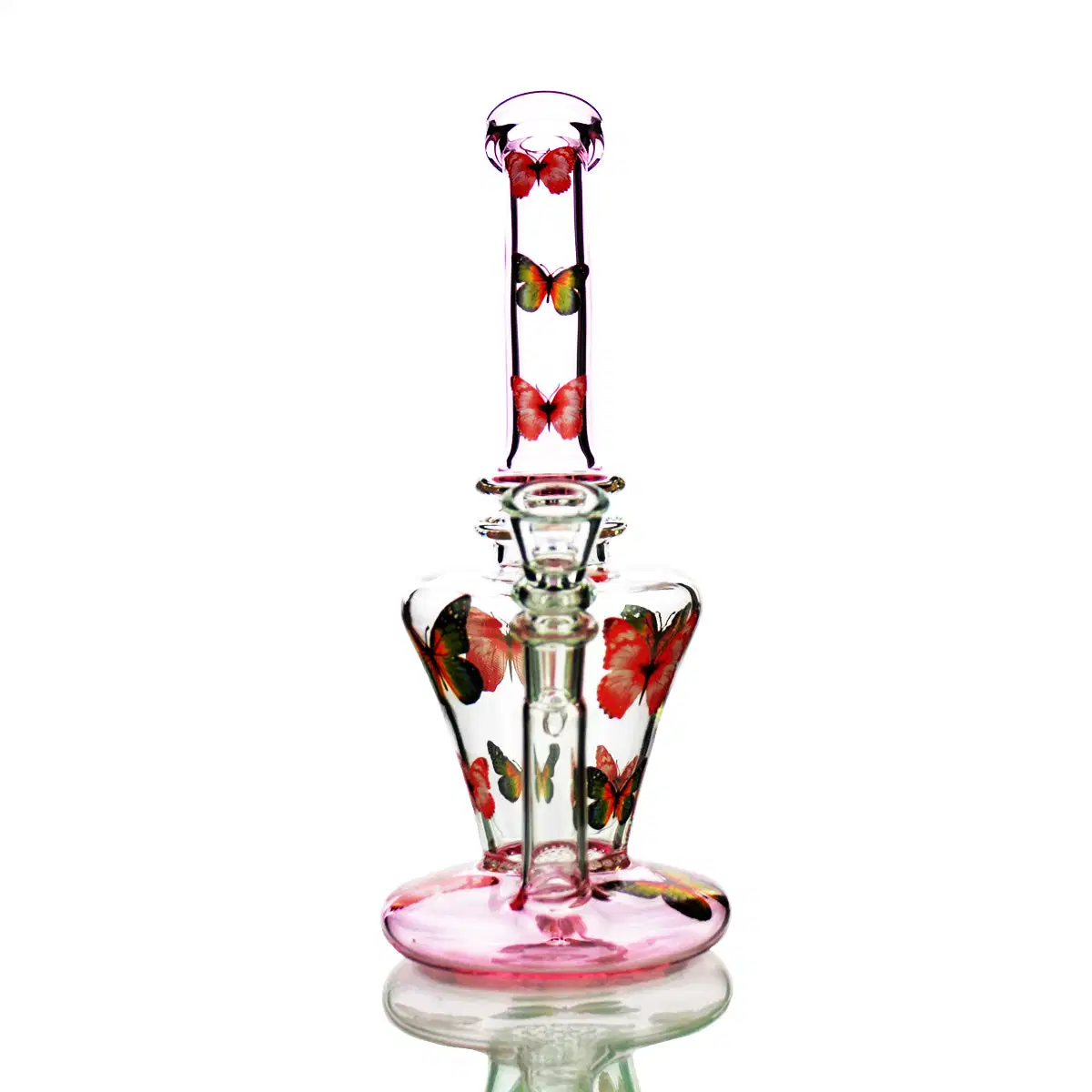 Tubo de agua de 10" con forma de espiral de mariposa base con nido de abeja Y 14mm Cuenco macho Hookah