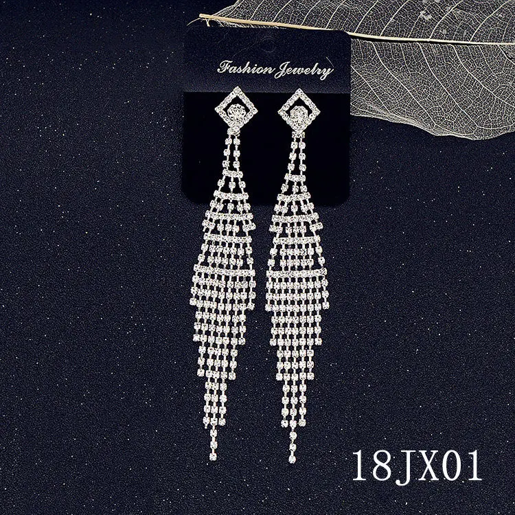 Wholesale/Supplier Fashion Alloy Rhinestone Chain Tassel Earrings Jewelry Gifts