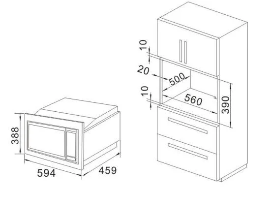 34L Built-in Microwave Oven for Kitchen