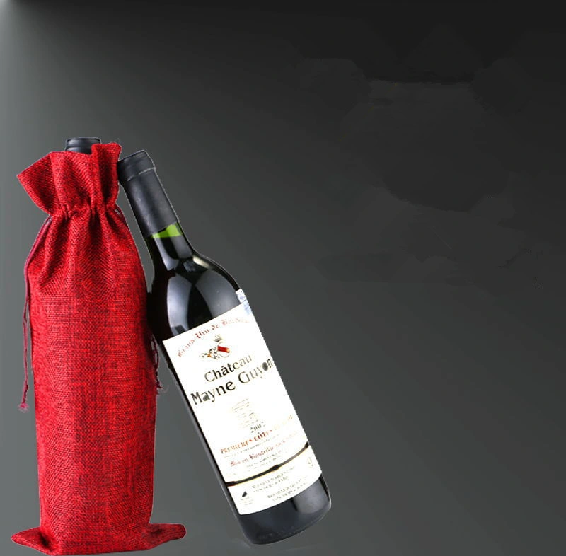 Eco Friendly Colorful Jute Belt Bag/Drawstring Linen Coffee Bean Bottle Pouch/Burlap Jute Wine Bottle Bag