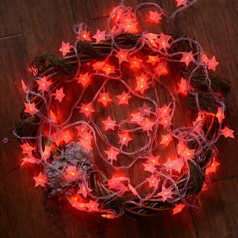 LED Five-Pointed Star Battery Light Wedding Bedroom Decorated Festive Christmas String Lights