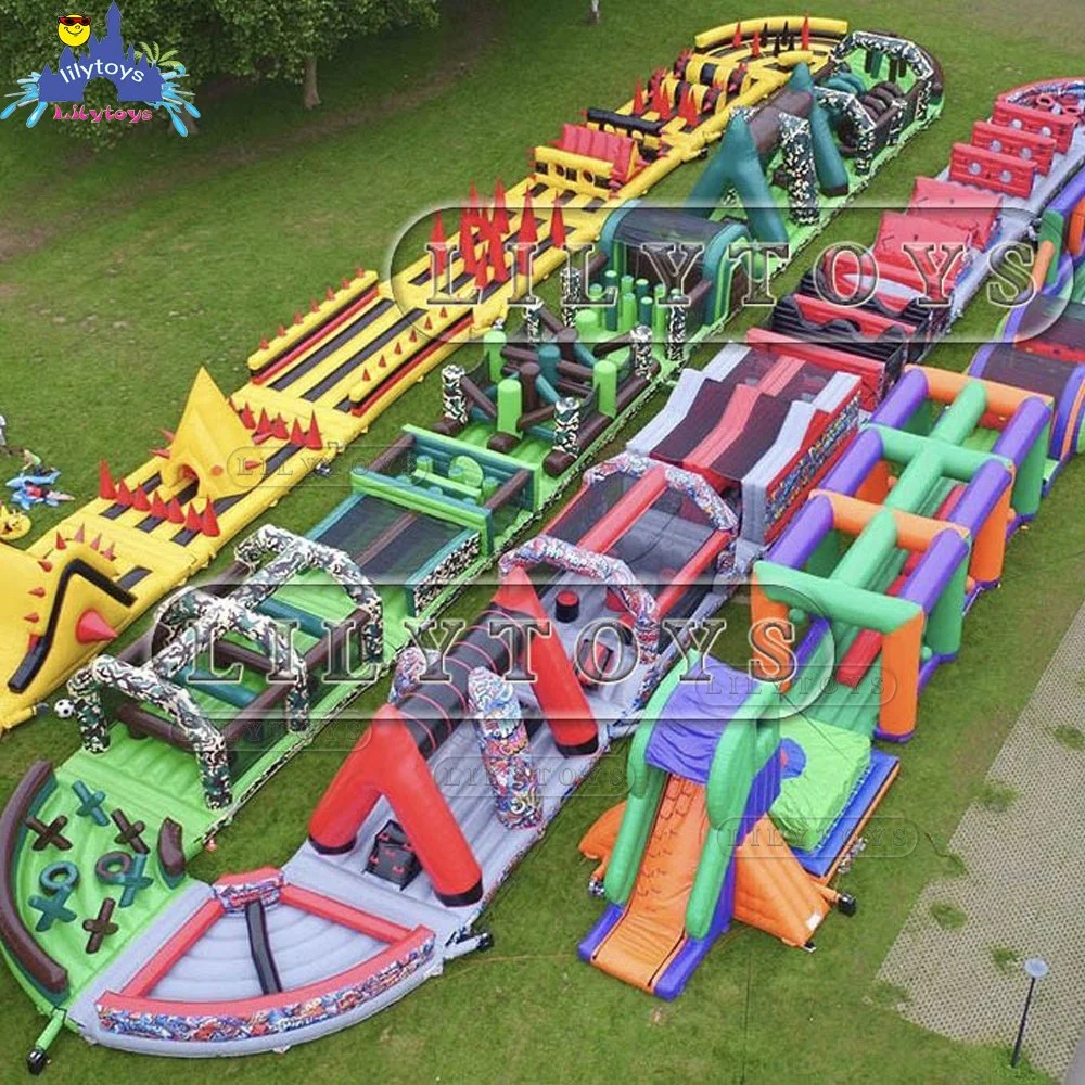 2018 Lilytoys Latest Design Long Inflatable Train House Obstacle House for Kids