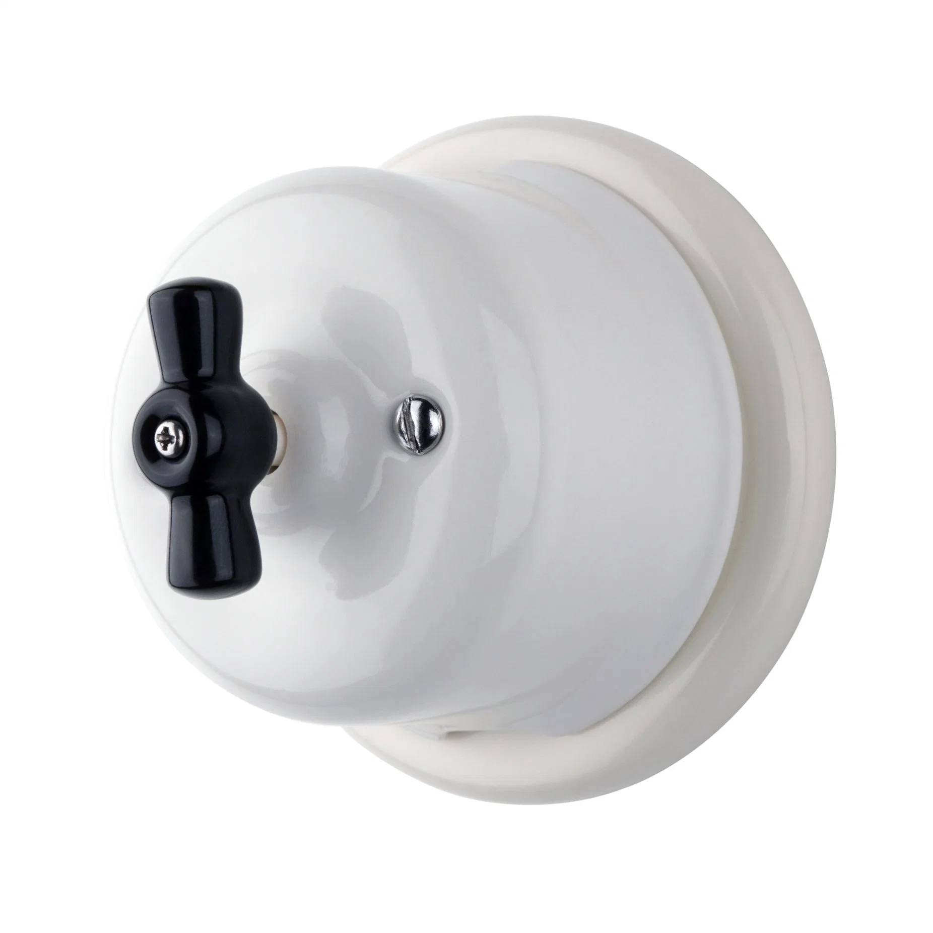 Hot-Sale Ceramic Retro Wall Switch EU Standard White Rotary Electrical Light Switch for Bell