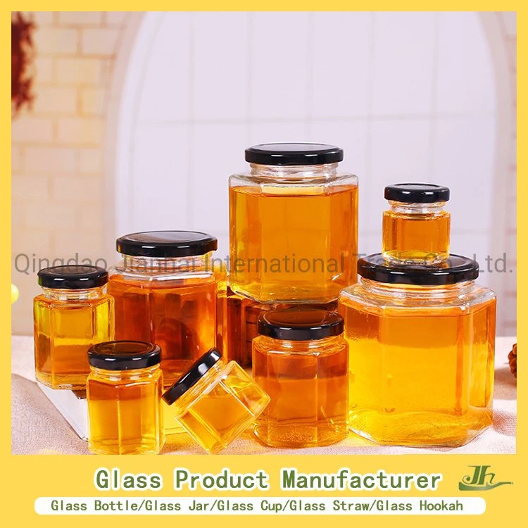 180/280/380ml/500/700ml/1000ml Hexagon,Square,Round Honey,Jam,Pickles,Nuts,Sace Kitchen Food Storage High Borosilicate Glass Jar with Bamboo,Wooden,Plastic Lid