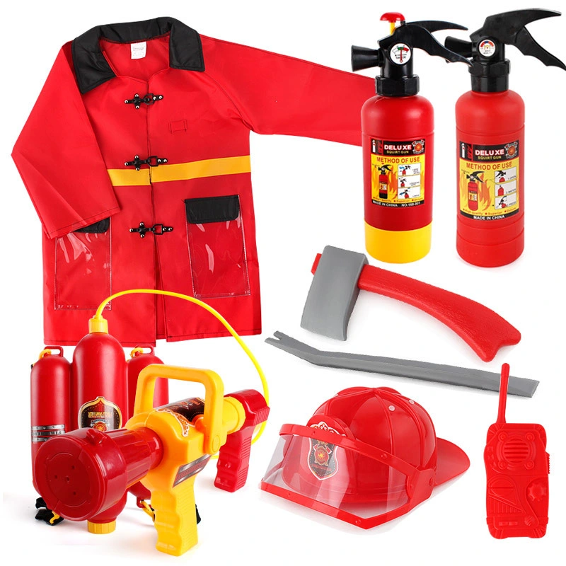 Kids Firefighter Fireman Cosplay Costume Waterproof Jacket Uniforms Clothes Role Play Toy