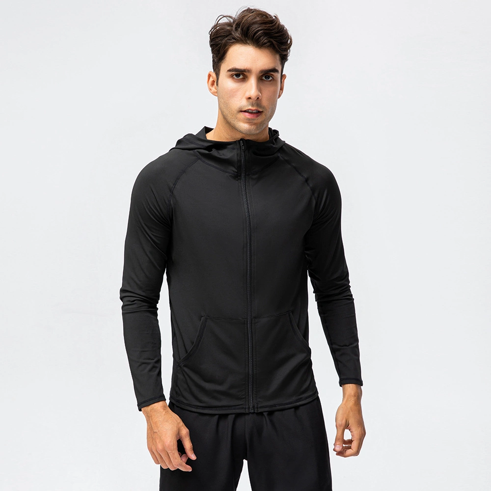 Mens Sports Tights Running Jacket Clothes Hoodies Stand Collar Zipper Sweatshirt Tracksuit