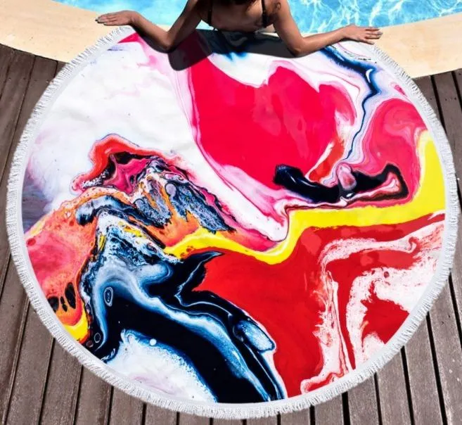 Abstract Geode Personalized Custom Print Microfibre Microfiber Circle Round Beach Towel