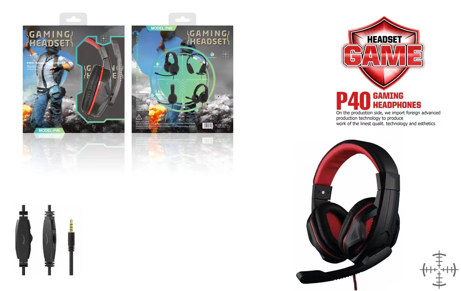 P40 Computer Wired Gaming Headphone, Factory Direct Model