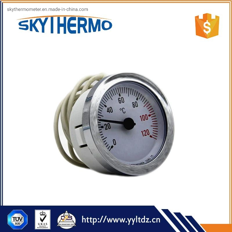 Chrome-Plated Ring Dial Plastic Capillary Thermometer 0-120 Used on Bolier with PVC Coated Capillary