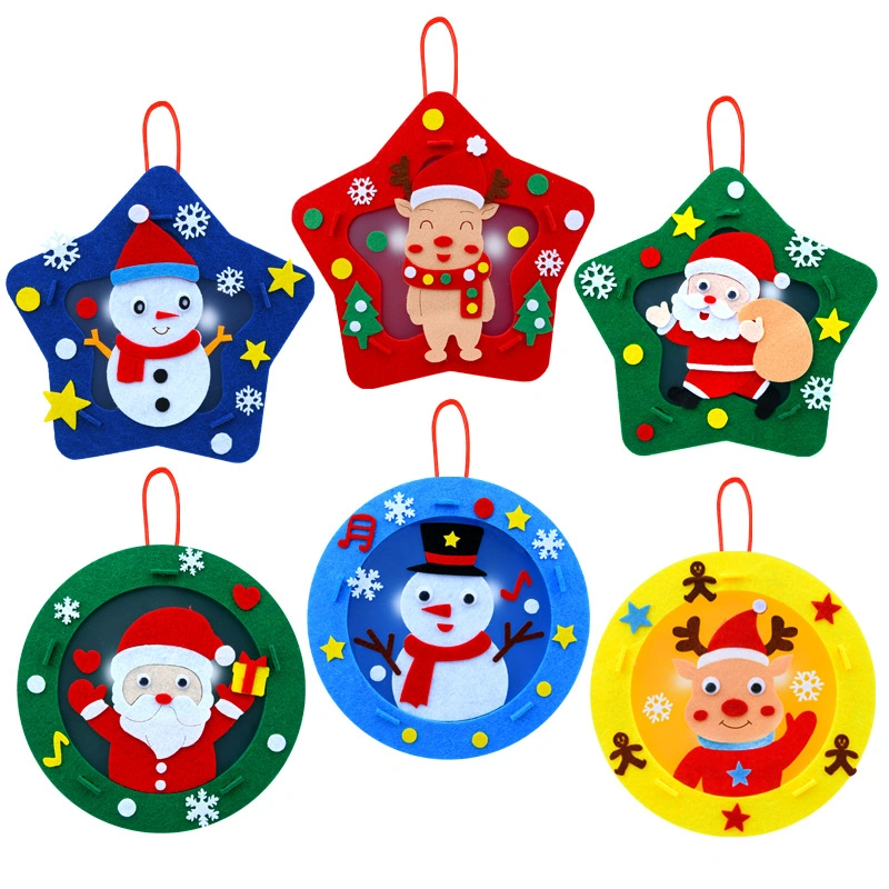 Christmas Lantern Kindergarten Creative Cartoon Portable Luminous Lantern Children DIY Handmade Decoration