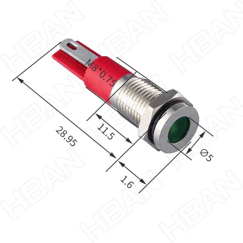 China Inc Hban Wasserdicht IP67 Ausrüstung Panel Metall-Anzeigeleuchte 8mm