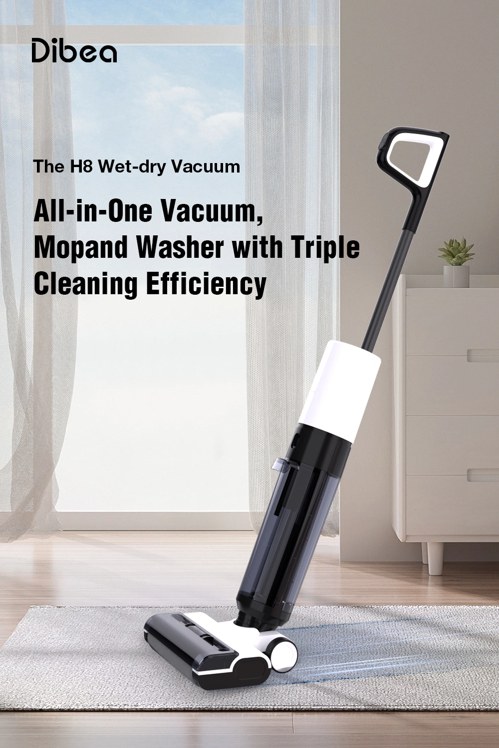 Upgraded Dual Roller Brushes Head, Vacuum & Mop & Wash 3 in 1, Self-Cleaning System, Electric Mop