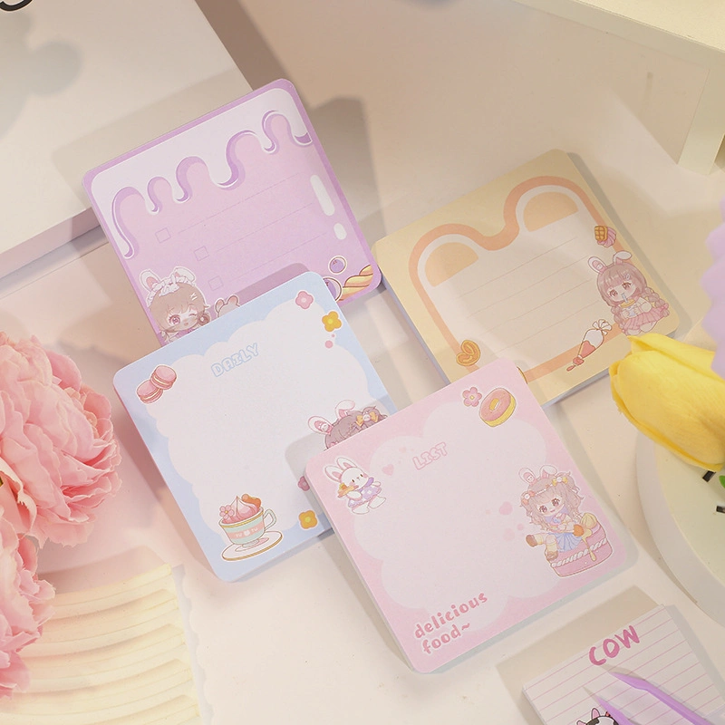 Folding Ear Sister Convenience Notepad Creative Girl Heart Sticky Note Cartoon Lovely Memo Message Sticker Office N Times Note Pad