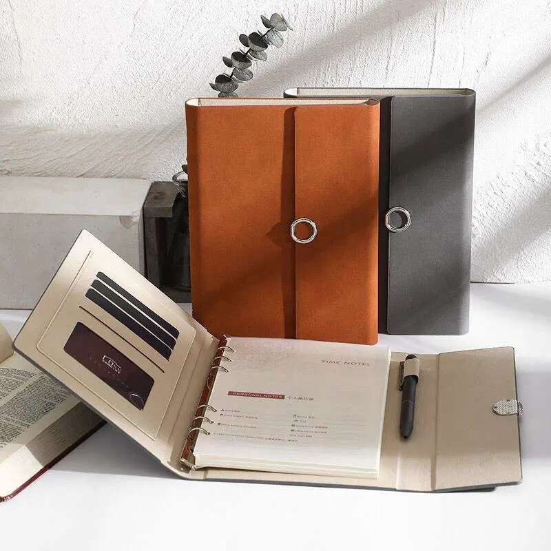 Popular Stationery PU Leather Cover Ring Binder Business Agenda Notebook