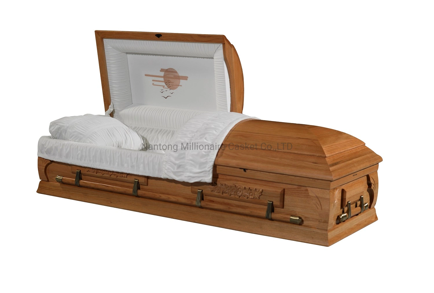 Solid Wooden Casket with Blue Interior