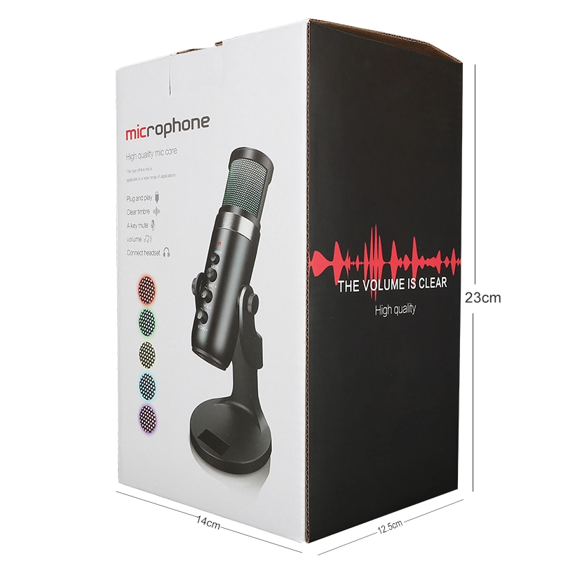 Microfone condensador USB para estúdio de transmissão ao vivo profissional para gravação de canto.