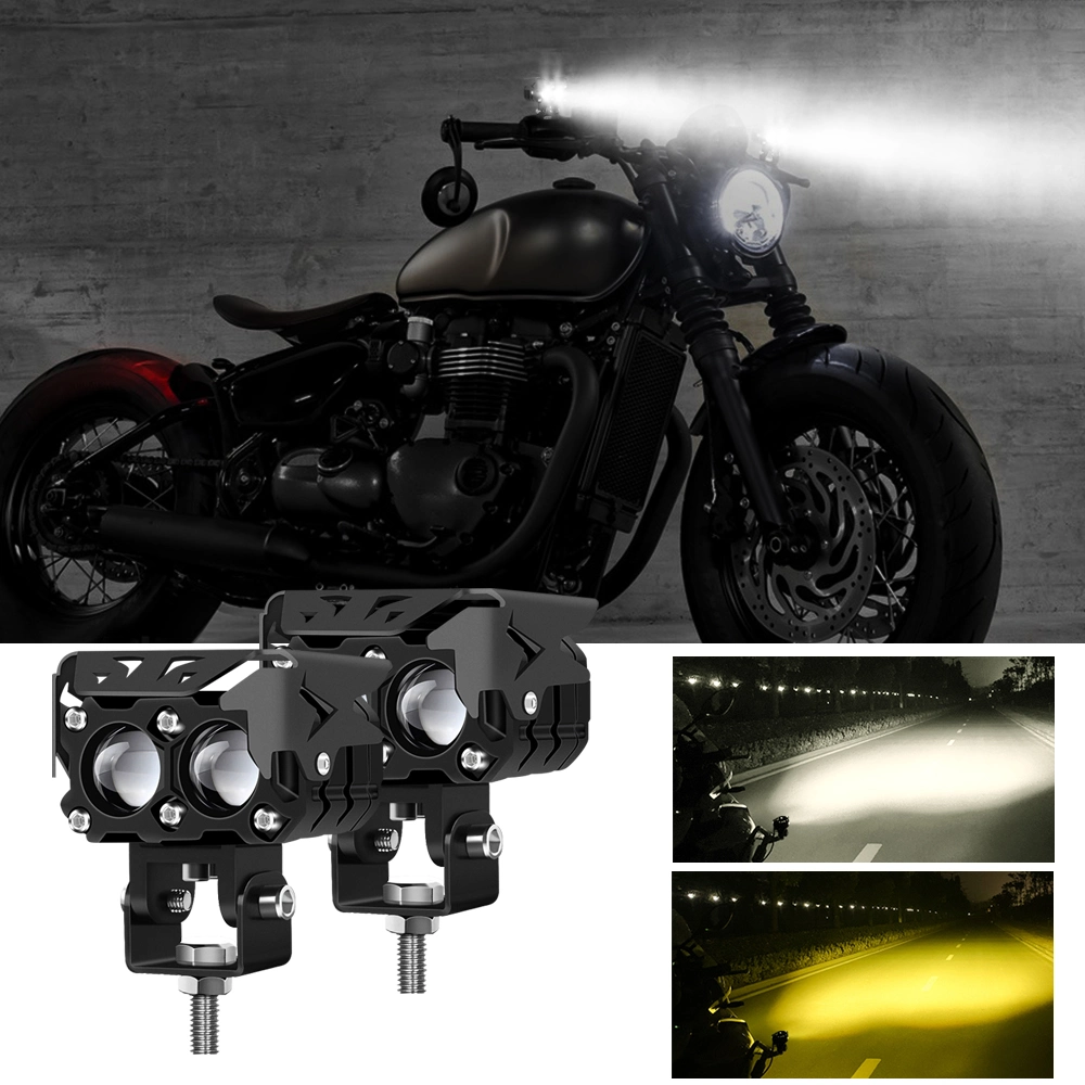 U10 sistema de iluminación de motocicletas 30W lente de proyector LED Faro de motocicleta Spot 6000K 3000K Color Dual Blanco ámbar 9-80V Kit