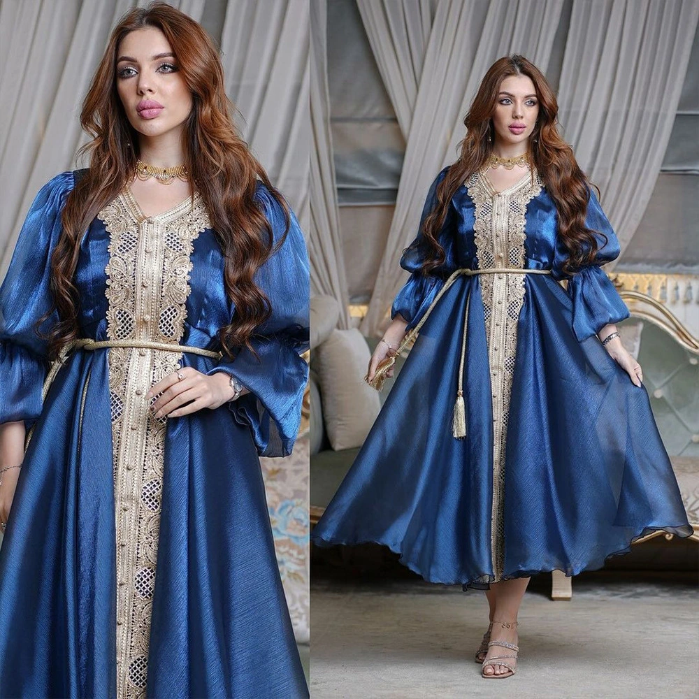 Yh23 Middle Eastern Style Evening Dress Muslim Lantern Sleeve Gown