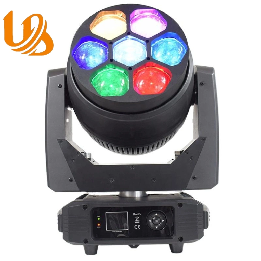 7 X40W LED Zoom Move Head Light RGBW 4in1 Bee Eye Iluminação de fases móveis