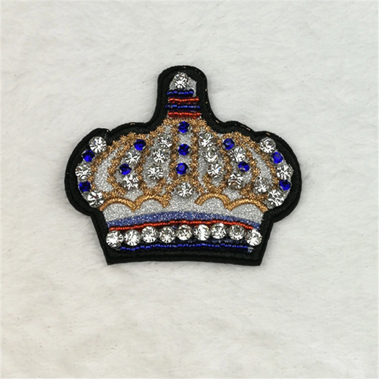 Imperial Crown Rhinestone Badge Beads Embroidery Woven Applique Patch