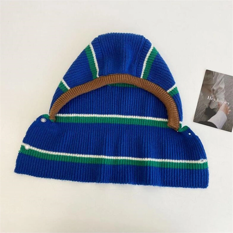 Fashion Warm Ear Protection Wool Hat Striped Balaclava Hat