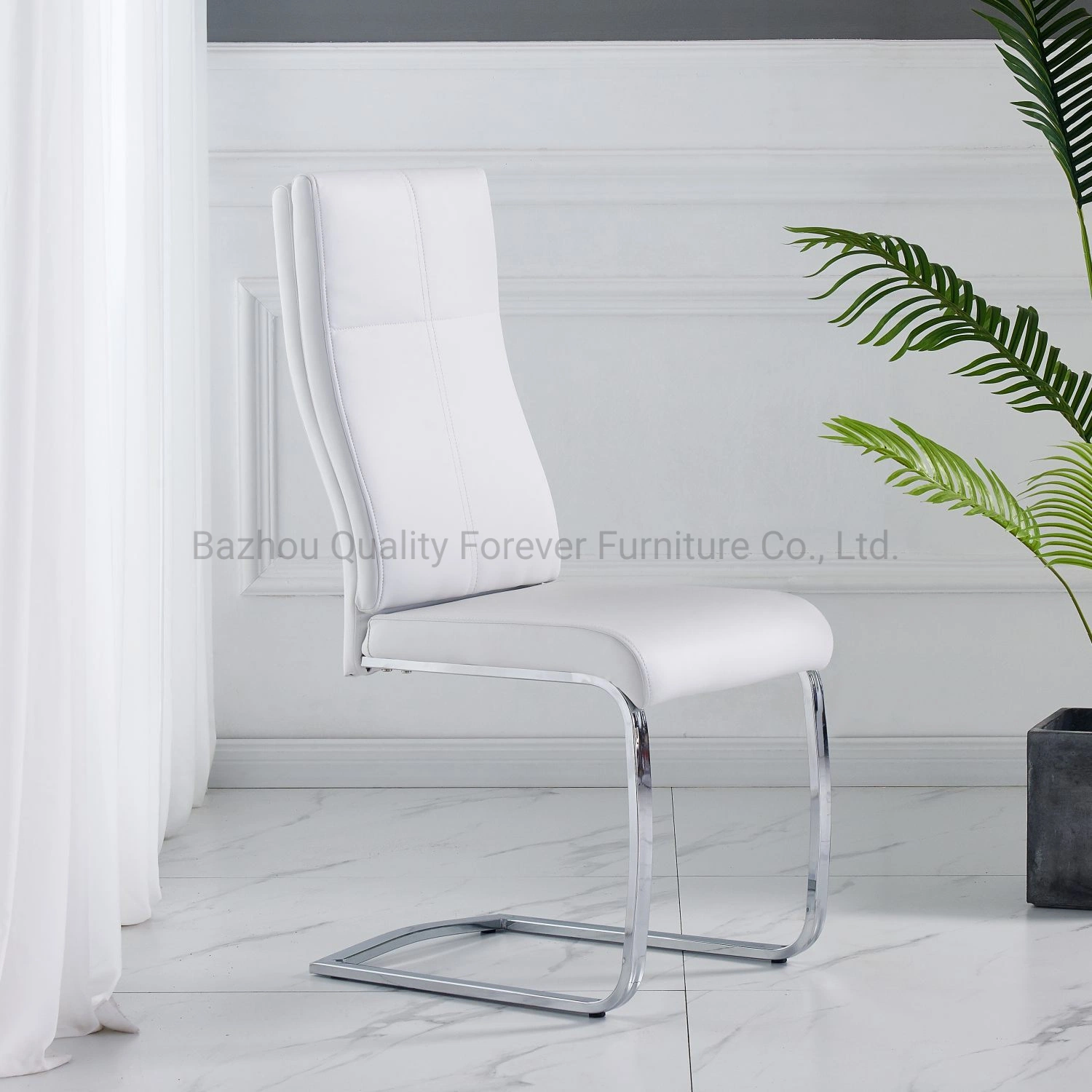 Modern Home Outdoor Restaurant Banquet Furniture Metal White PU Leather Steel Hotel Restaurant Dining Chair for Dining Room Furniture