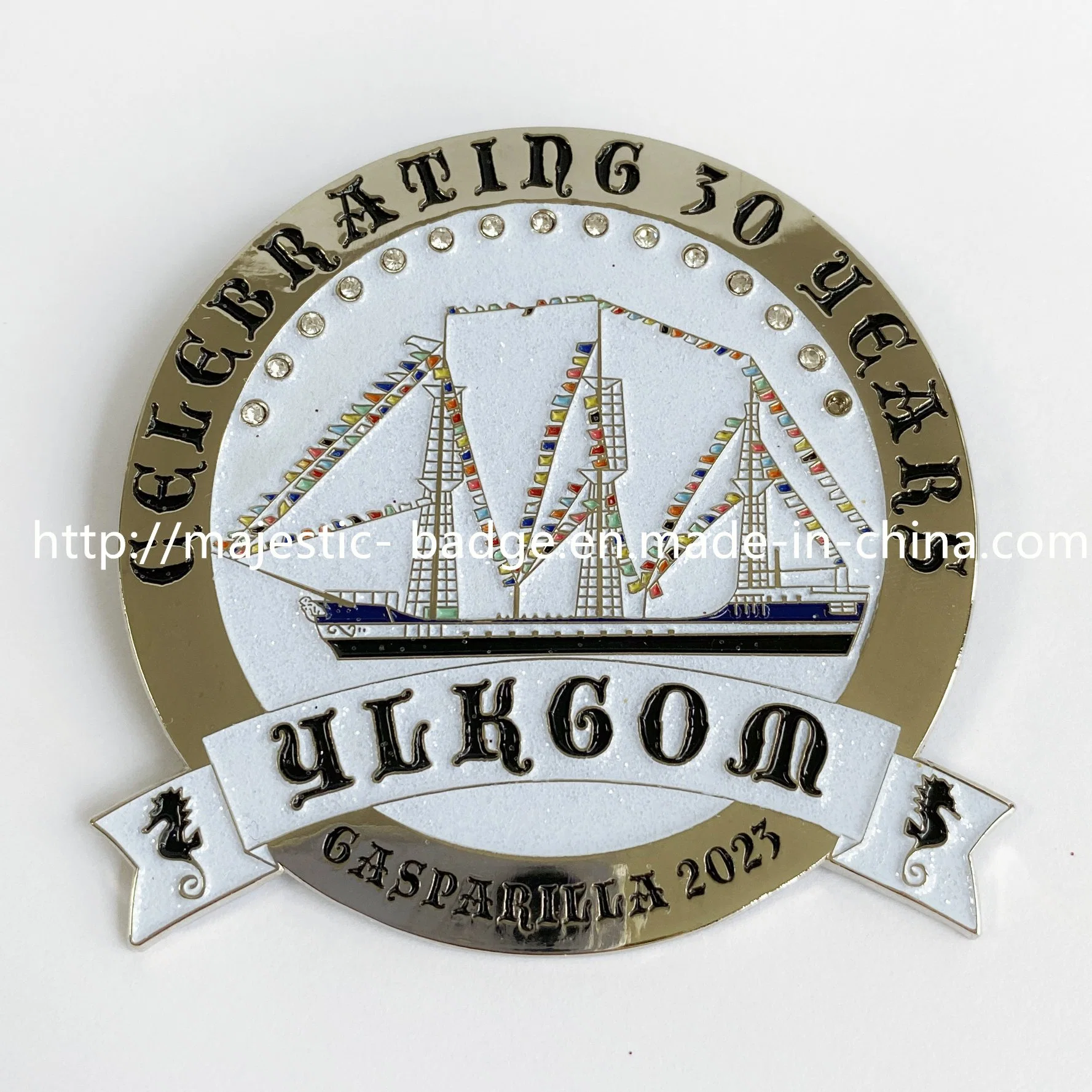 Customized Soft Enamel with Glitter Badge