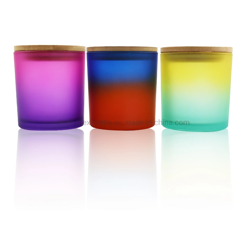 300ml Empty Scented Candle Cup Colorful Frosted Glass Candle Jar with Lid