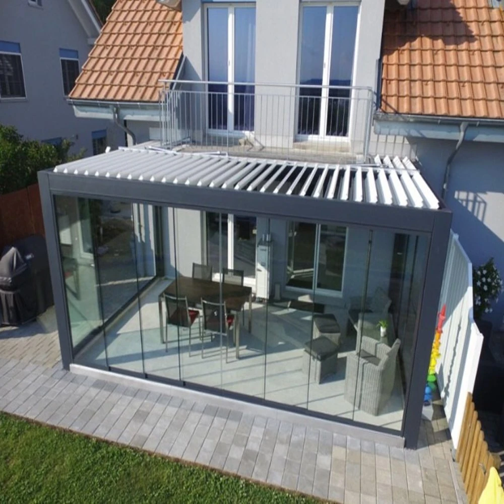 Hochwertige Luxus Garten Pavillon Louvered Öffnen Wasserdichtes Dach Aluminium Pergola
