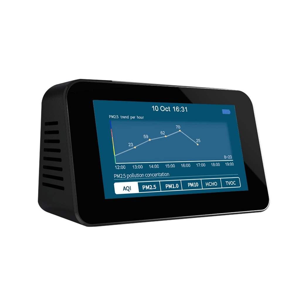 Pantalla LCD multifunción 1 en 9 sensor de control de calidad del aire TVOC PM25 dispositivo de medición de humedad de temperatura