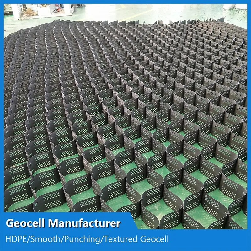 HDPE Geocell ASTM150-445 Smooth Perforated Geo Cell Plastic Building Materials Used in Road Construction Prevent Landslides