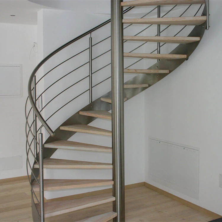 Home Small Space Oak Wood Spiral Staircase Metal Steel Spiral Stairs