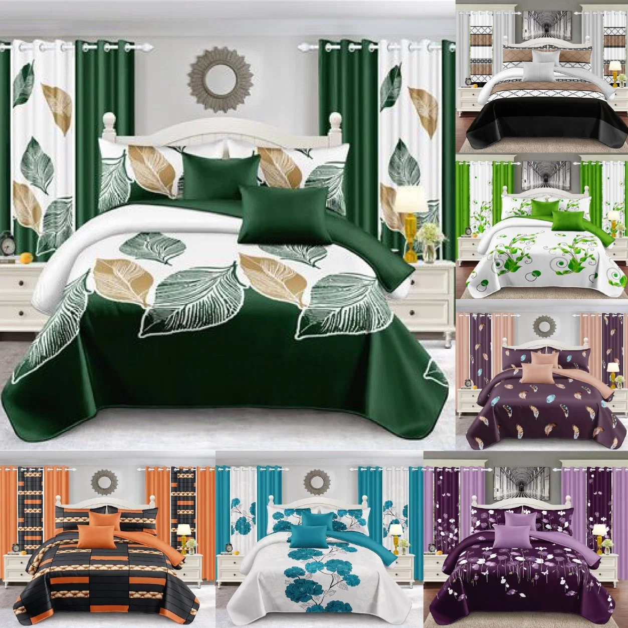 Lençóis Quilt com capa dourada ODM/OEM, capa de edredão em tecido, grau Hotel, Home Com 2 fronhas, roupa de cama em poliéster, conjunto de lixa Comforter, espalhe a cama Roupa de cama