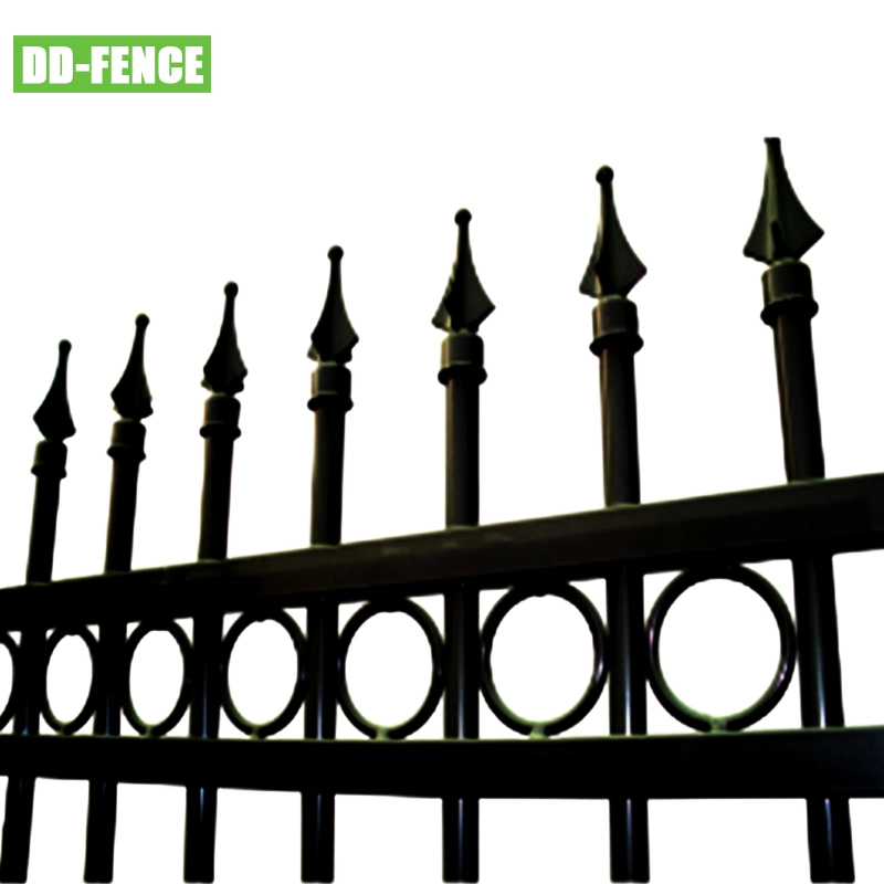 Powder Coated Separate Top Wrought Welded Tubular Picket Fence and New Design Iron Gate for Garden House School