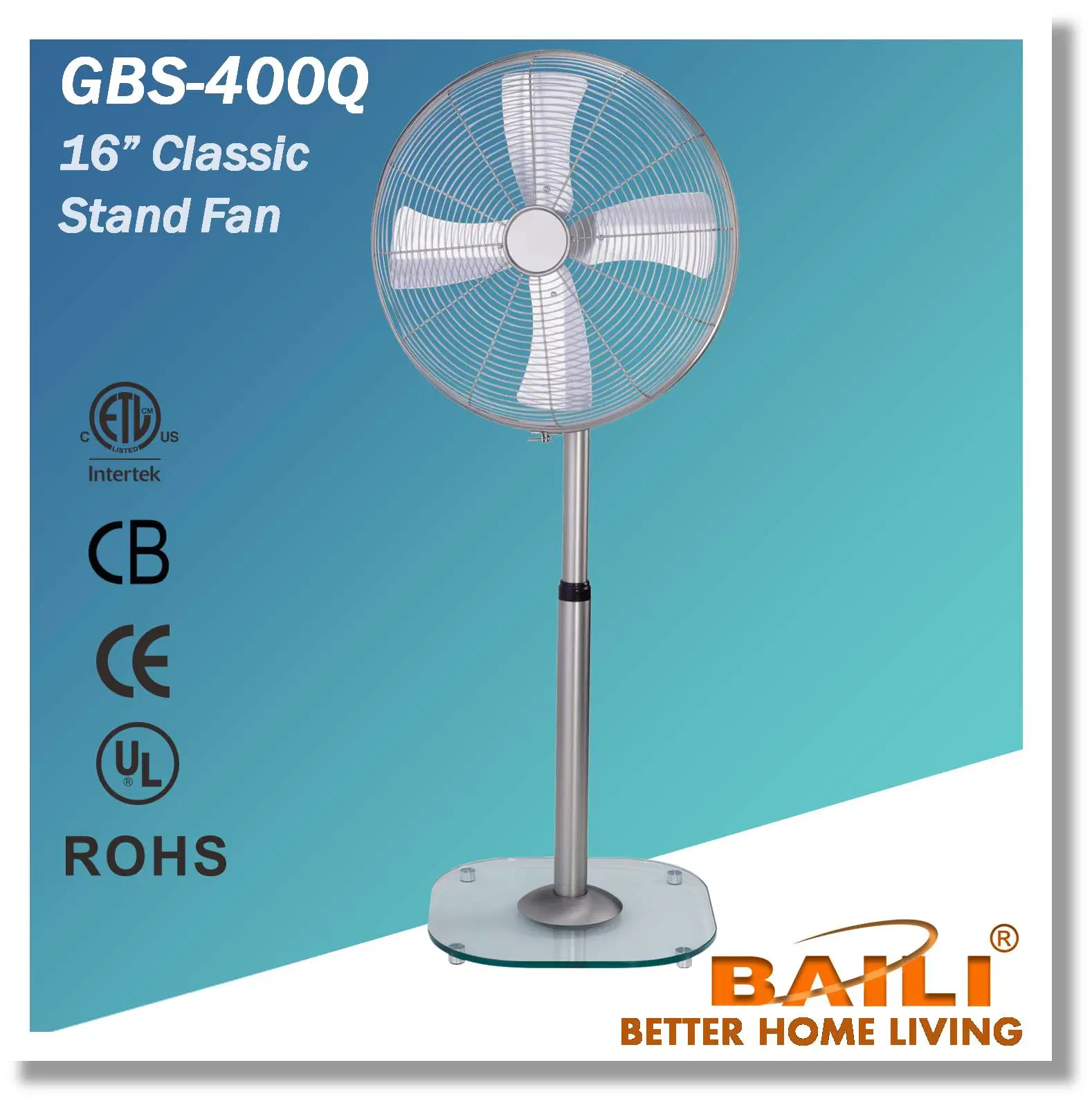 Electrical 16" Classic Stand Fan with Glass Base