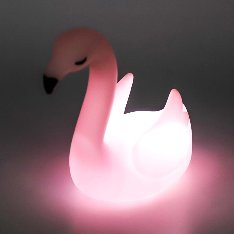 Noche Rosa claro Flamingo Bird Swan decoración de mesa en forma de cisne para Material PVC dormitorio niños