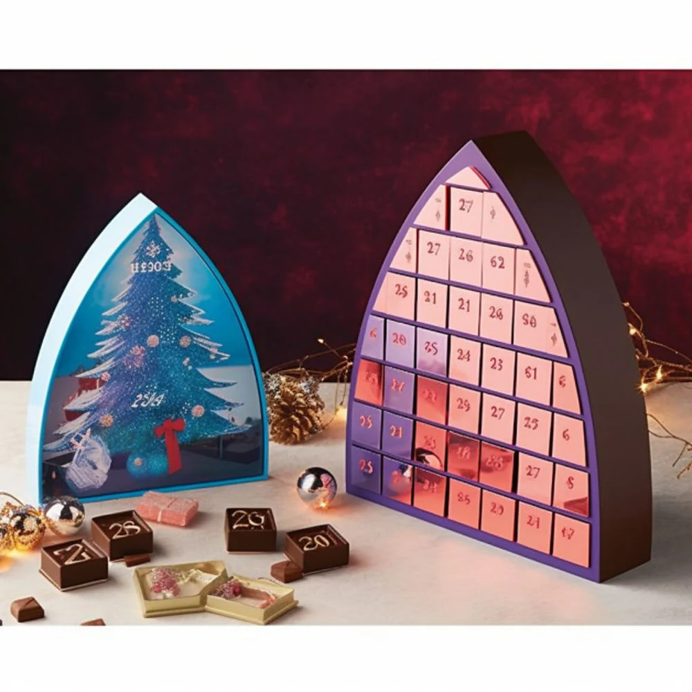 24 cajones de alta calidad Calendario de Adviento de envases de papel Suite Box Chocolate té Hardboardpaper magnético caja con el logotipo personalizado
