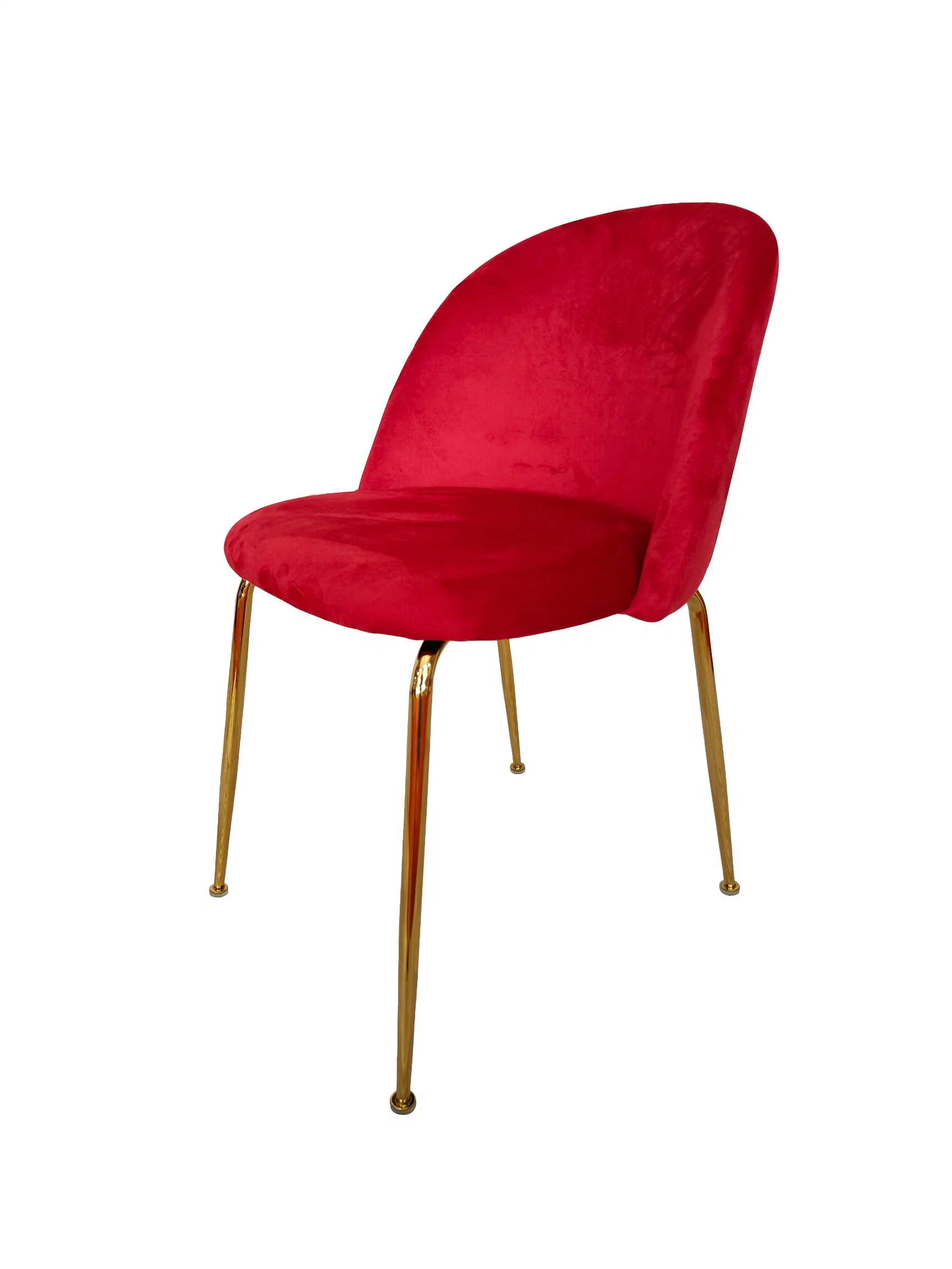 China Wholesale/Supplier Modern Style Room/Restaurant/Hall Furniture Nordic Metal Leg Fabric Upholstered Red/White Velvet Dining Chair Price for Nordic Design