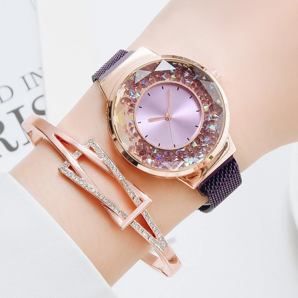 Montres de mode pour femmes de luxe femmes Quartz aimant boucle Movable Rhinestones Ladies montres-bracelets Pink Clock Relogio Feminino