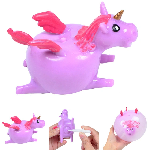 TPR Blowing Inflatable Unicorn Balloon Squishy Anti Stress Ball Relief Toys for Kids