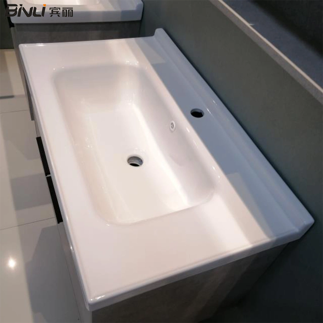 New Design Bathroom Furniture Ceramic Basin Plywood Waterproof Drawer Bathroom Cabinet Wall Mounted Vanity Set