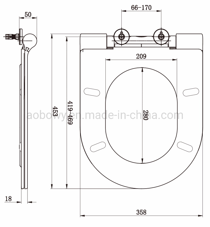 Fabricante de ureia Wc Slow-Close Exportação Tampa, de forma em U acessório sanitário (Au101)