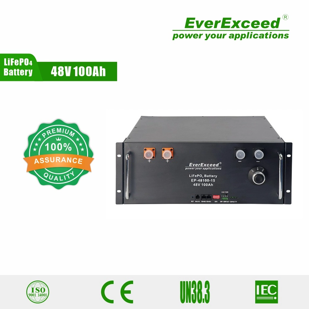 Everexceed 6000+ Cycle Times 48V 100ah Rechargeable LiFePO4 Lithium Ion Solar Battery