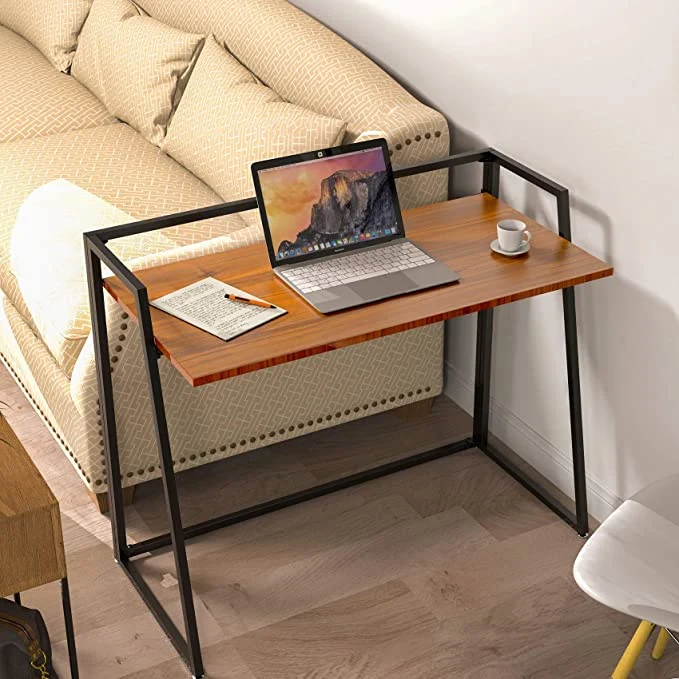 Wholesale/Supplier Iron Frame Wooden Table Modern Design Folding Computer Desk Table for Home Office Corner Desk