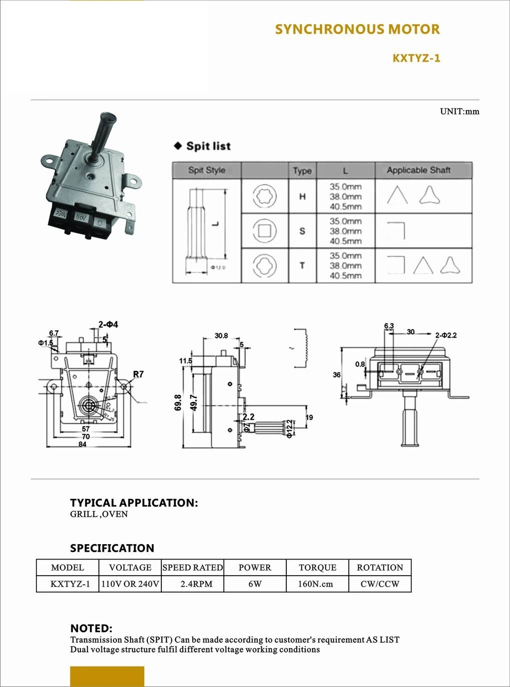 Electric 5rpm Energy-Saving Synchronous Grill Motor for Oven/Quartz Heater/Outdoor Barbecue