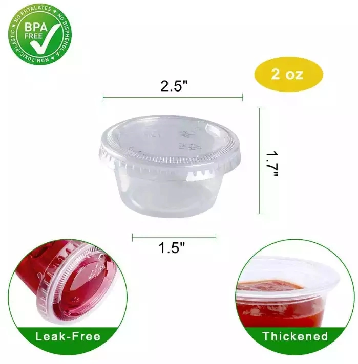 Peanut Pudding Yogurt Jelly Bowl/ Sauce Plastic PP Container /1oz 2oz 4oz Sauce Cups/Disposable Mini Dessert Cups with Lid